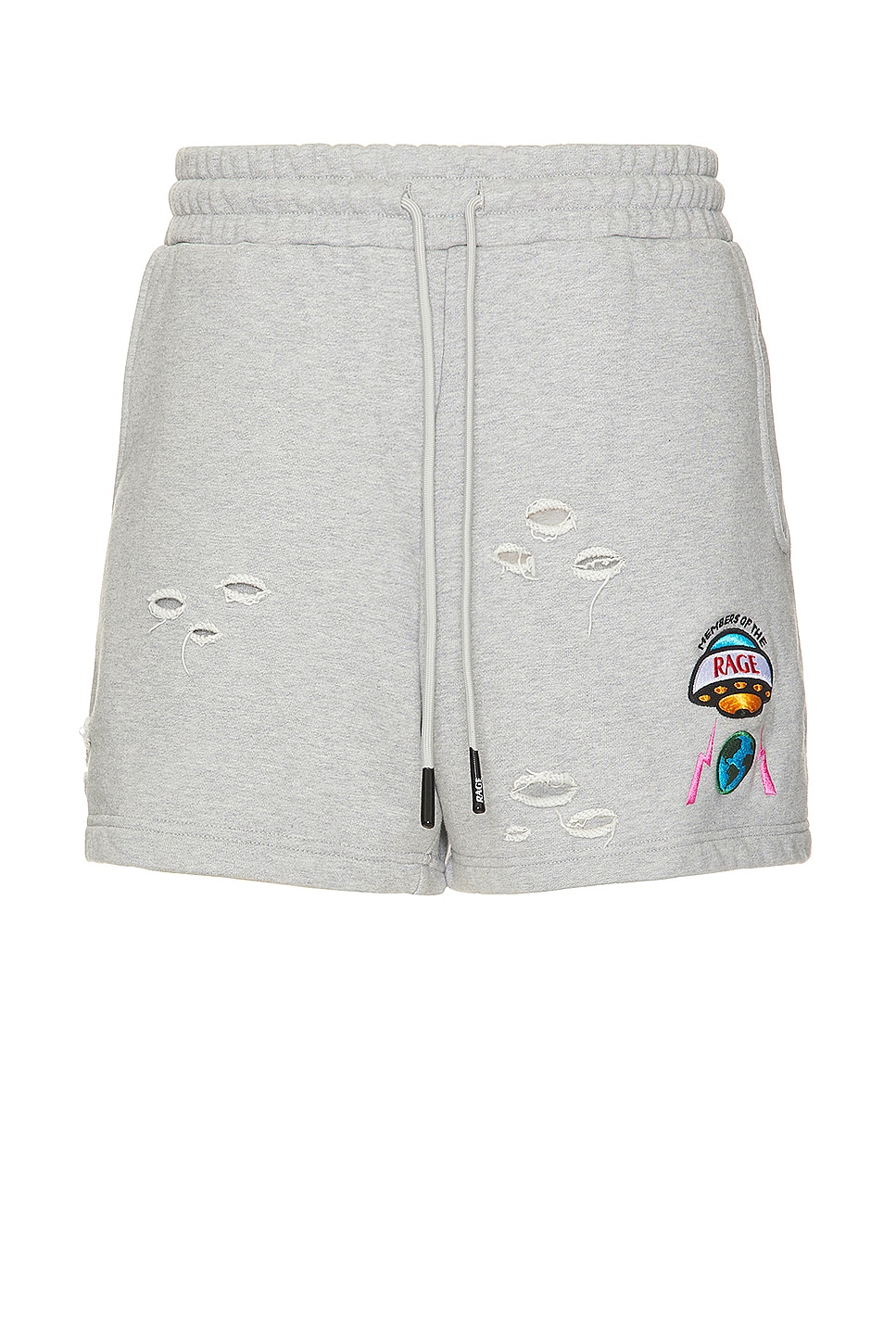 Image 1 of Members of the Rage Distressed Small Logo Shorts in Heather Grey