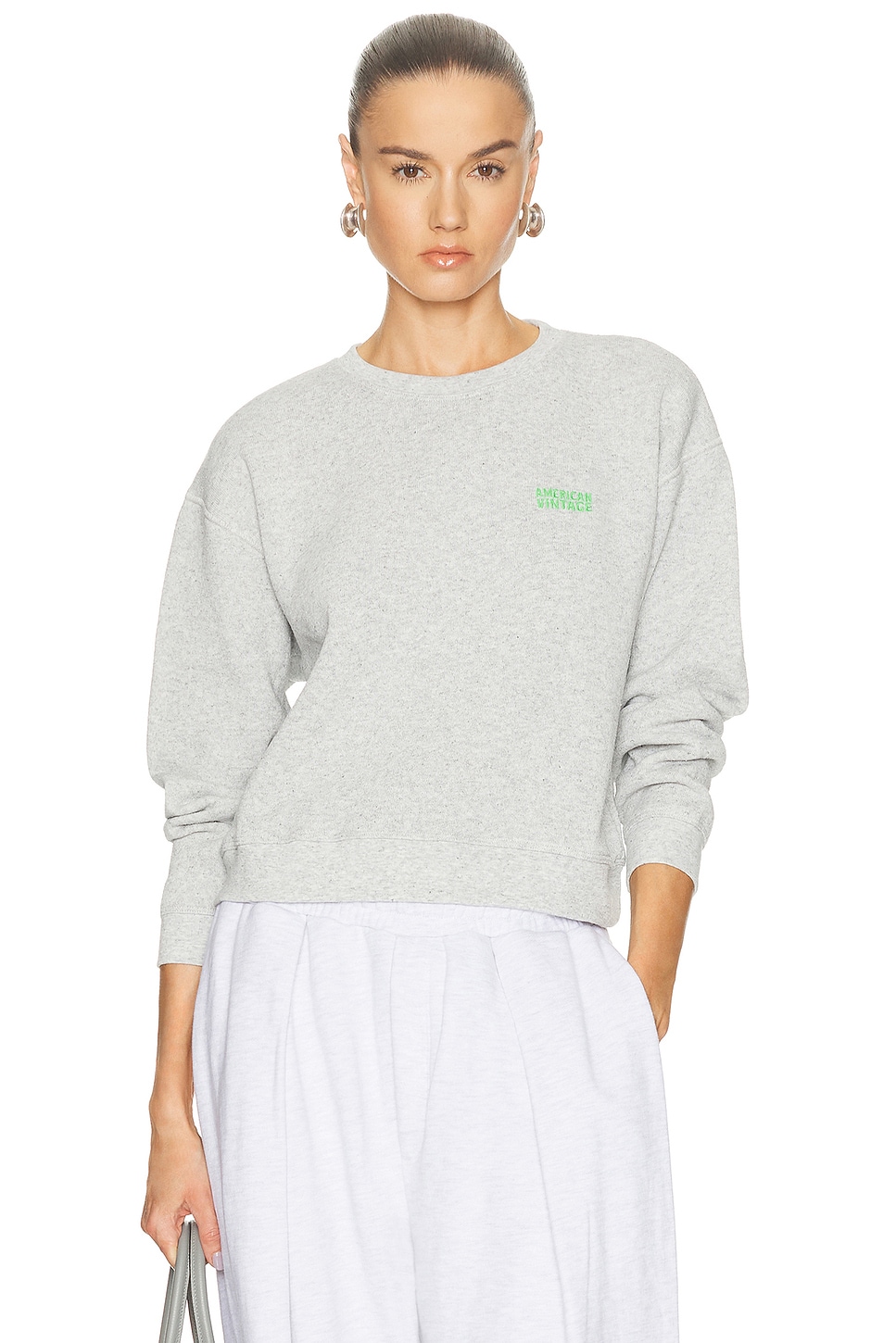 Image 1 of American Vintage Evona Sweatshirt in Gris Clair Chine