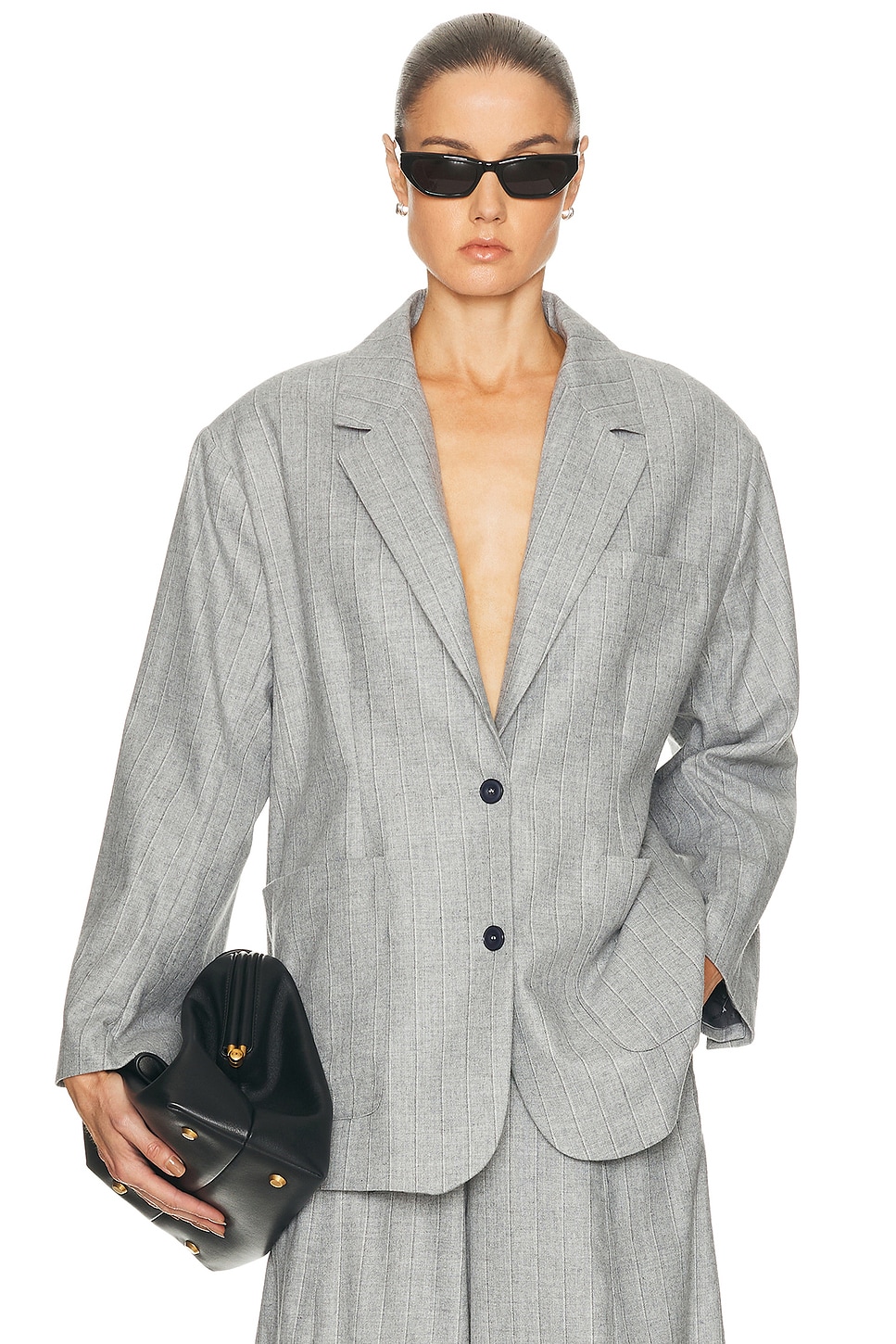 Image 1 of American Vintage Dirow Blazer in Rayures Grises