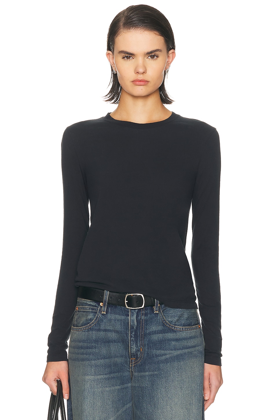 Image 1 of American Vintage Gamipy Long Sleeve Shirt in Noir