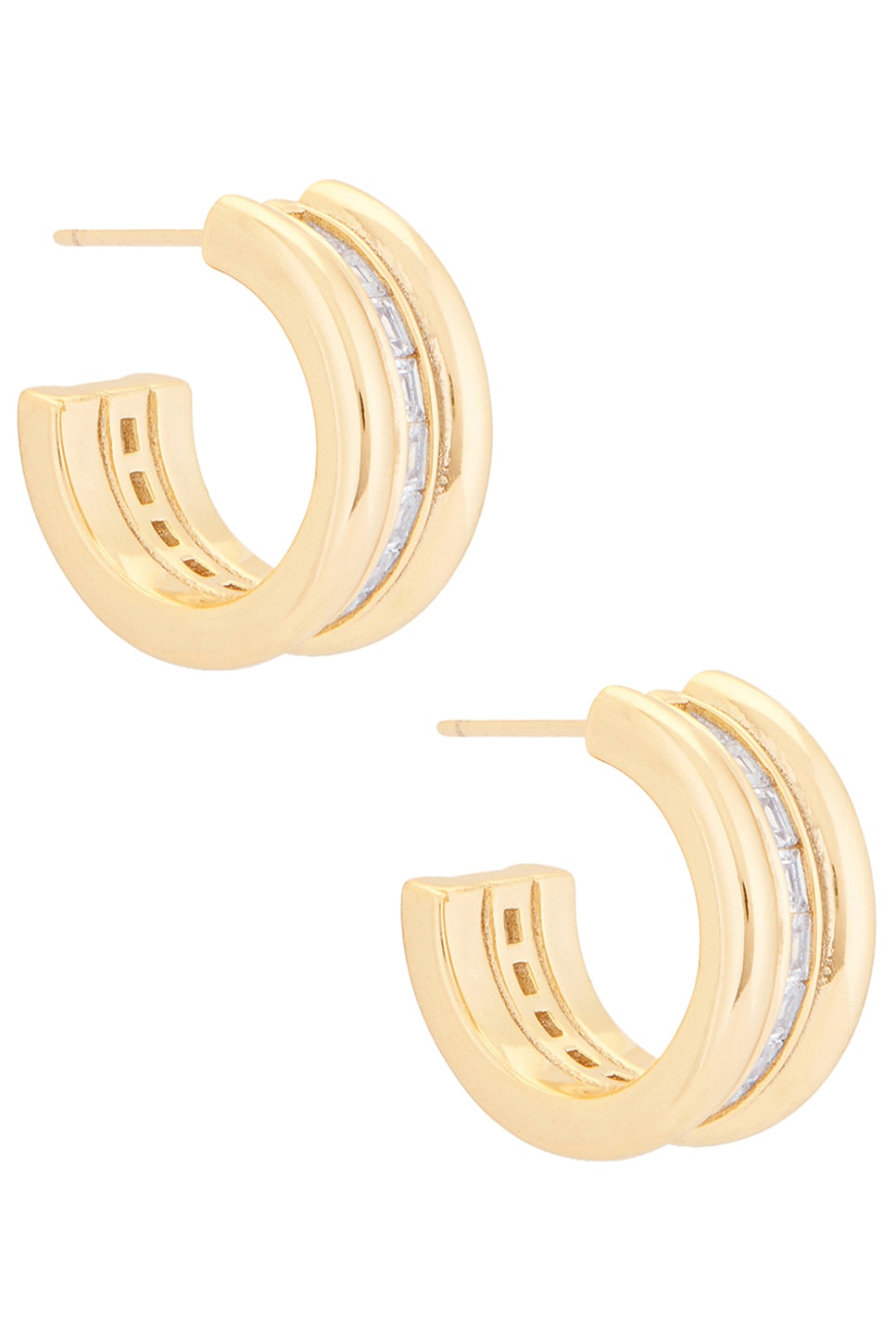 Image 1 of MEGA Baguette Earrings in 14k Gold Plated