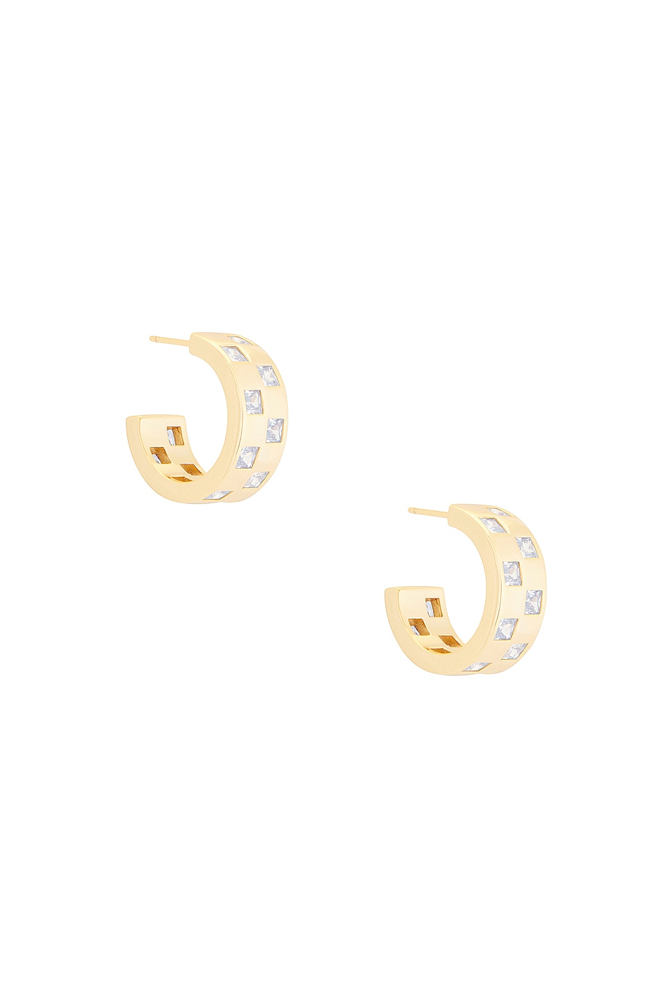 Image 1 of MEGA Checkered Wide Earring in 14k Yellow Gold Plated