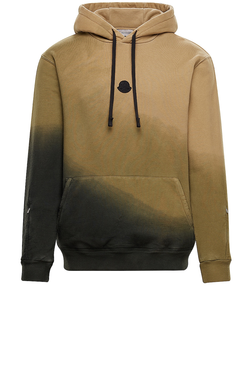 Image 1 of Moncler Genius Moncler Alyx Recycled Fleece Garment Dyed Hoodie in Camel & Black