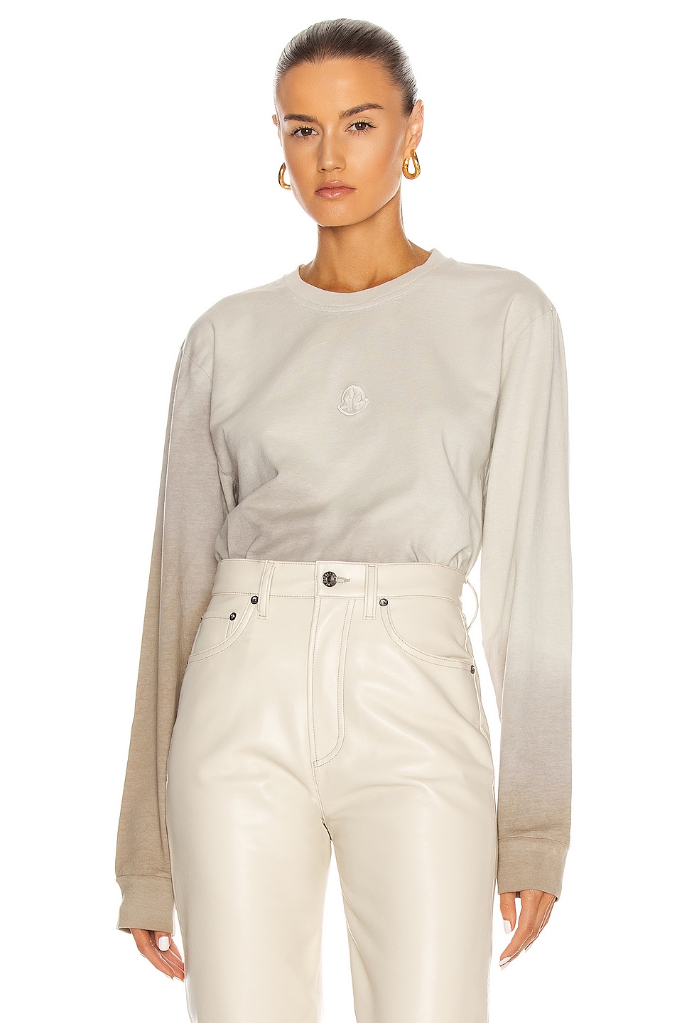 Image 1 of Moncler Genius Moncler Alyx Long Sleeve T-Shirt in Camel & White
