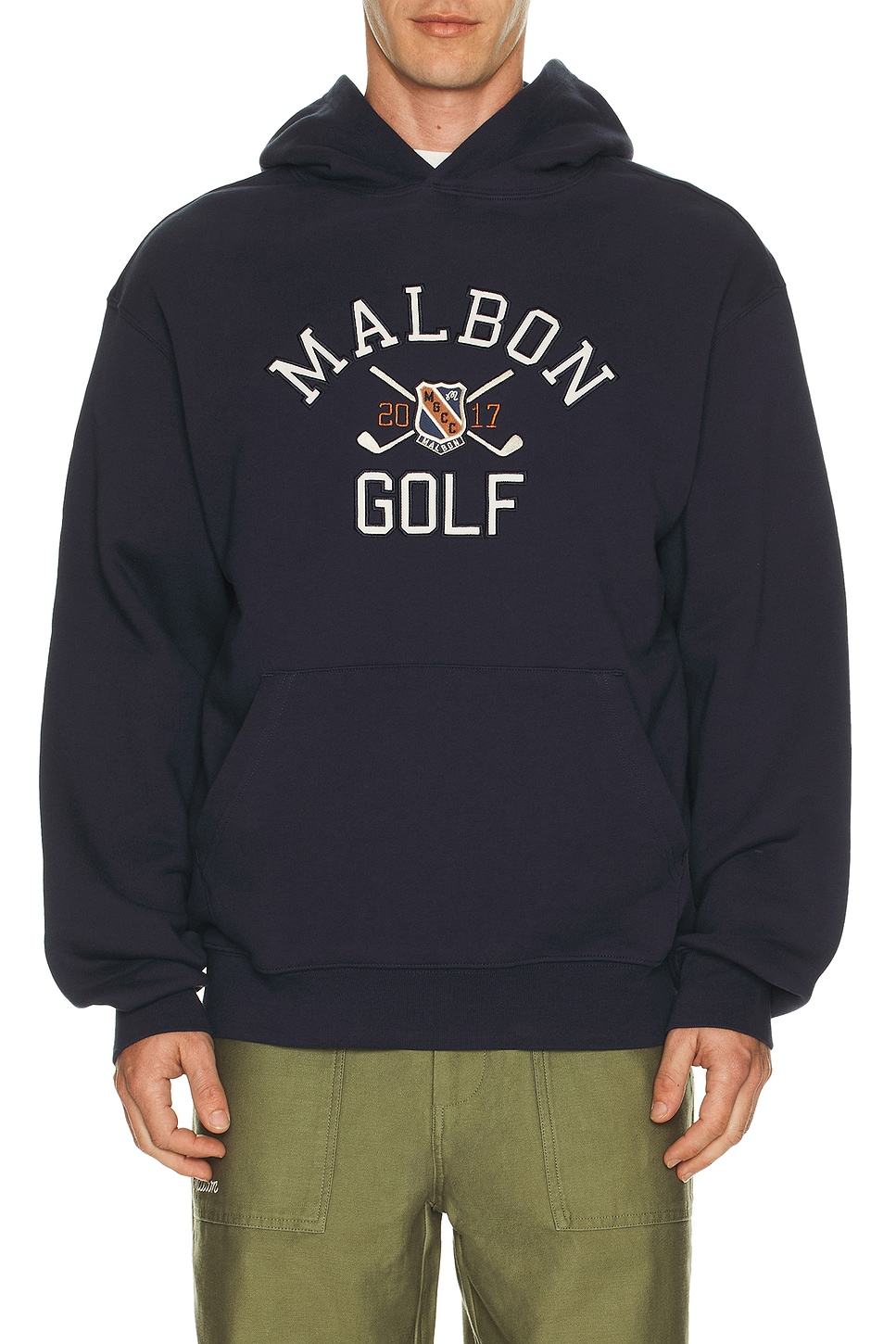Image 1 of Malbon Golf Fesque Crest Hoodie in Navy