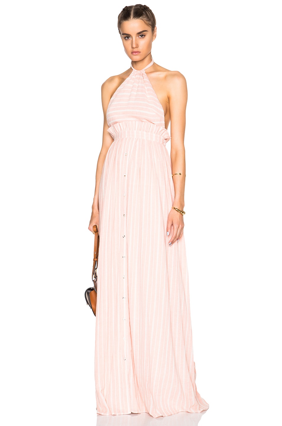Mara Hoffman Halter Dress In Pink White Stripe Fwrd Image 1 Of Mara Hoffman Halter Dress In Pink White Stripe