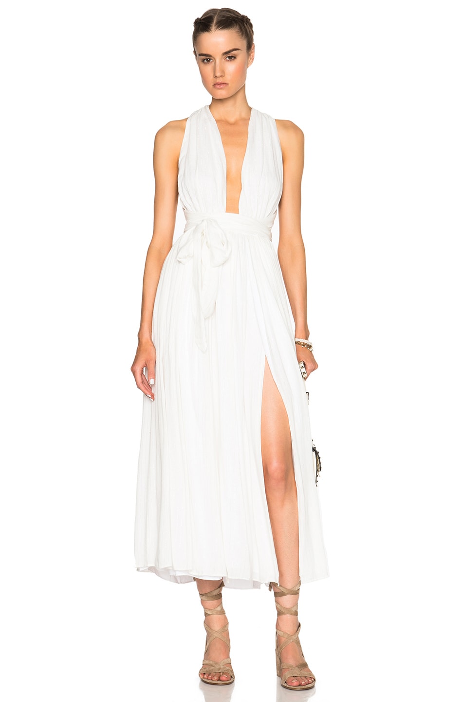 Image 1 of Mara Hoffman Metallic Wrap Dress in White