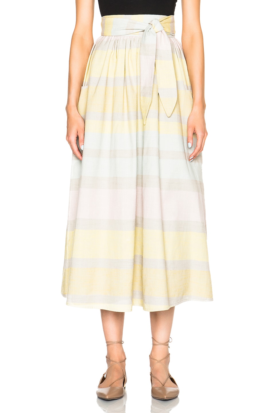 Image 1 of Mara Hoffman Gathered Skirt in Gradient Stripe