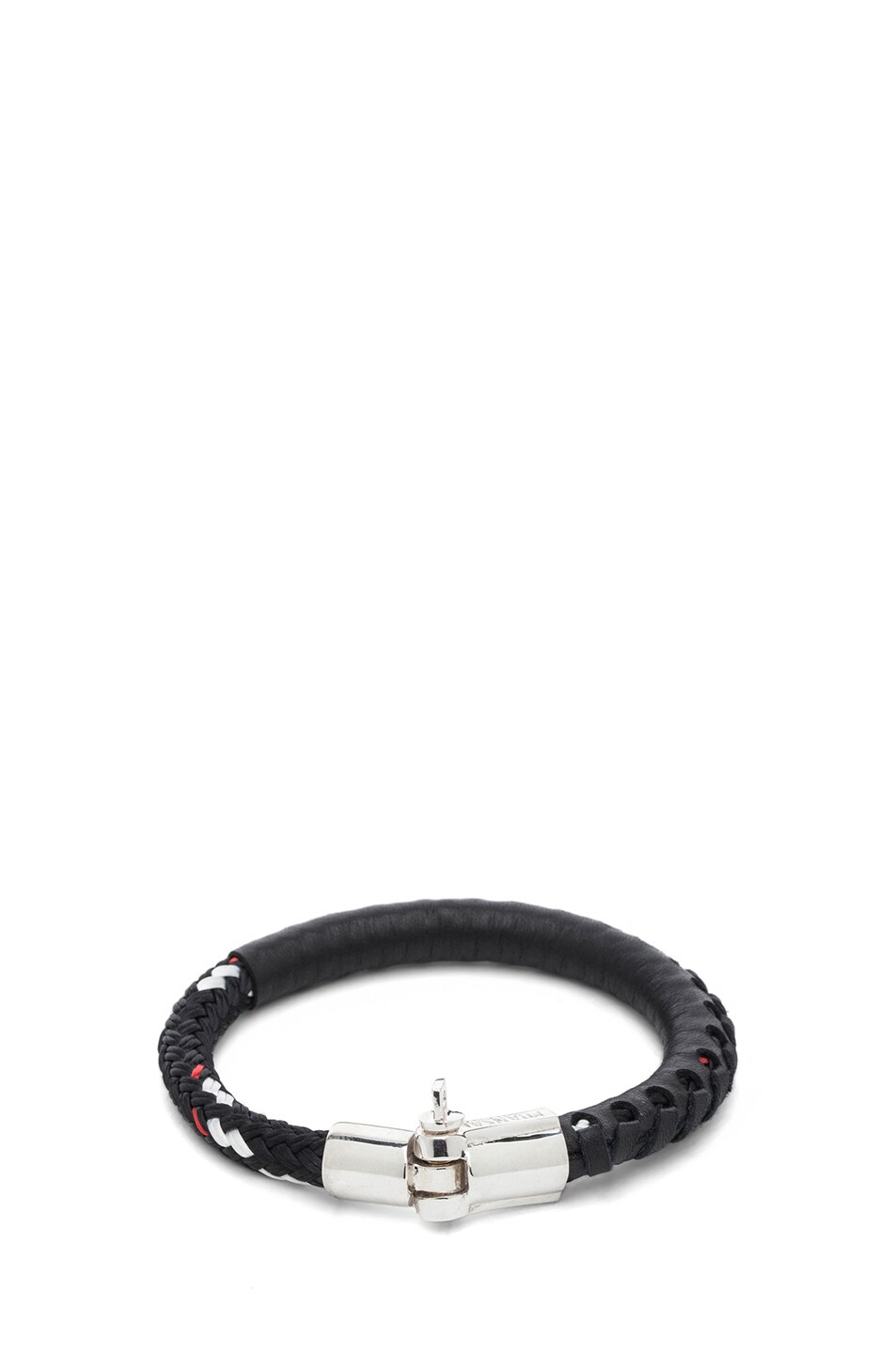 Image 1 of Miansai Rovos Calfskin Leather & Sterling Silver Bracelet in Black