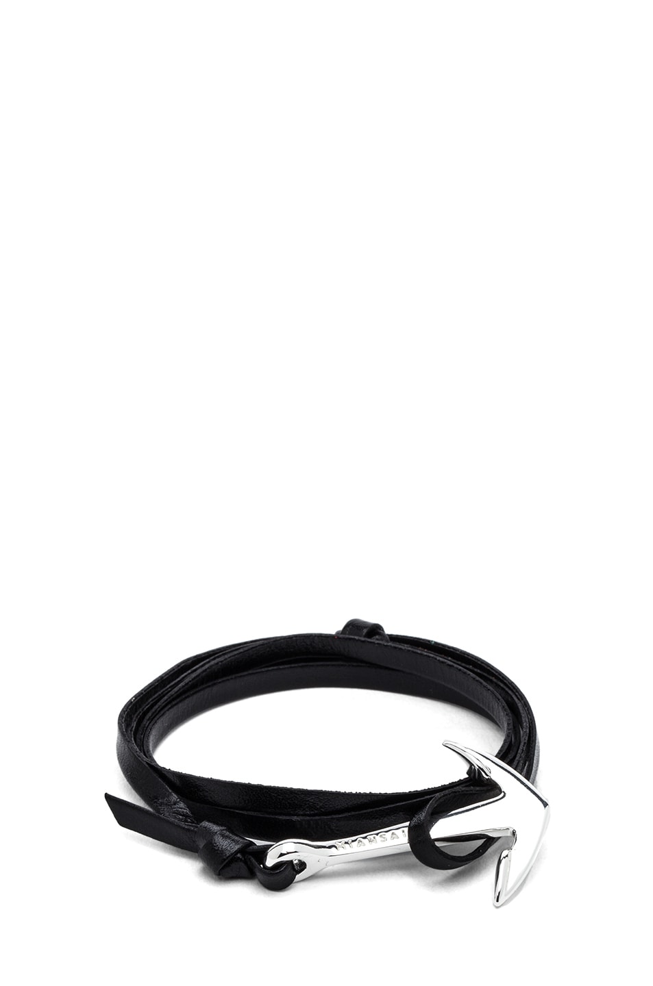 Image 1 of Miansai Anchor Leather Bracelet in Black & Silver