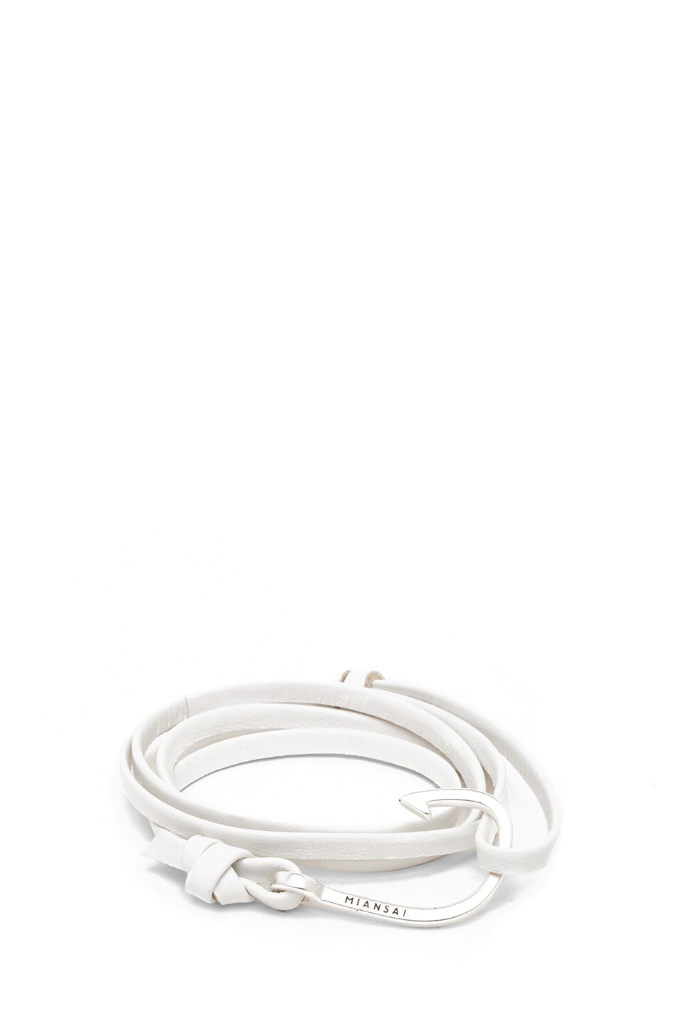 Image 1 of Miansai Hooked Leather Bracelet in White & Silver