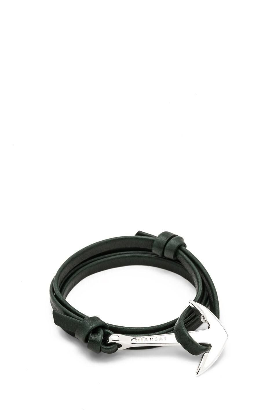 Image 1 of Miansai Anchor Leather Bracelet in Hunter & Silver