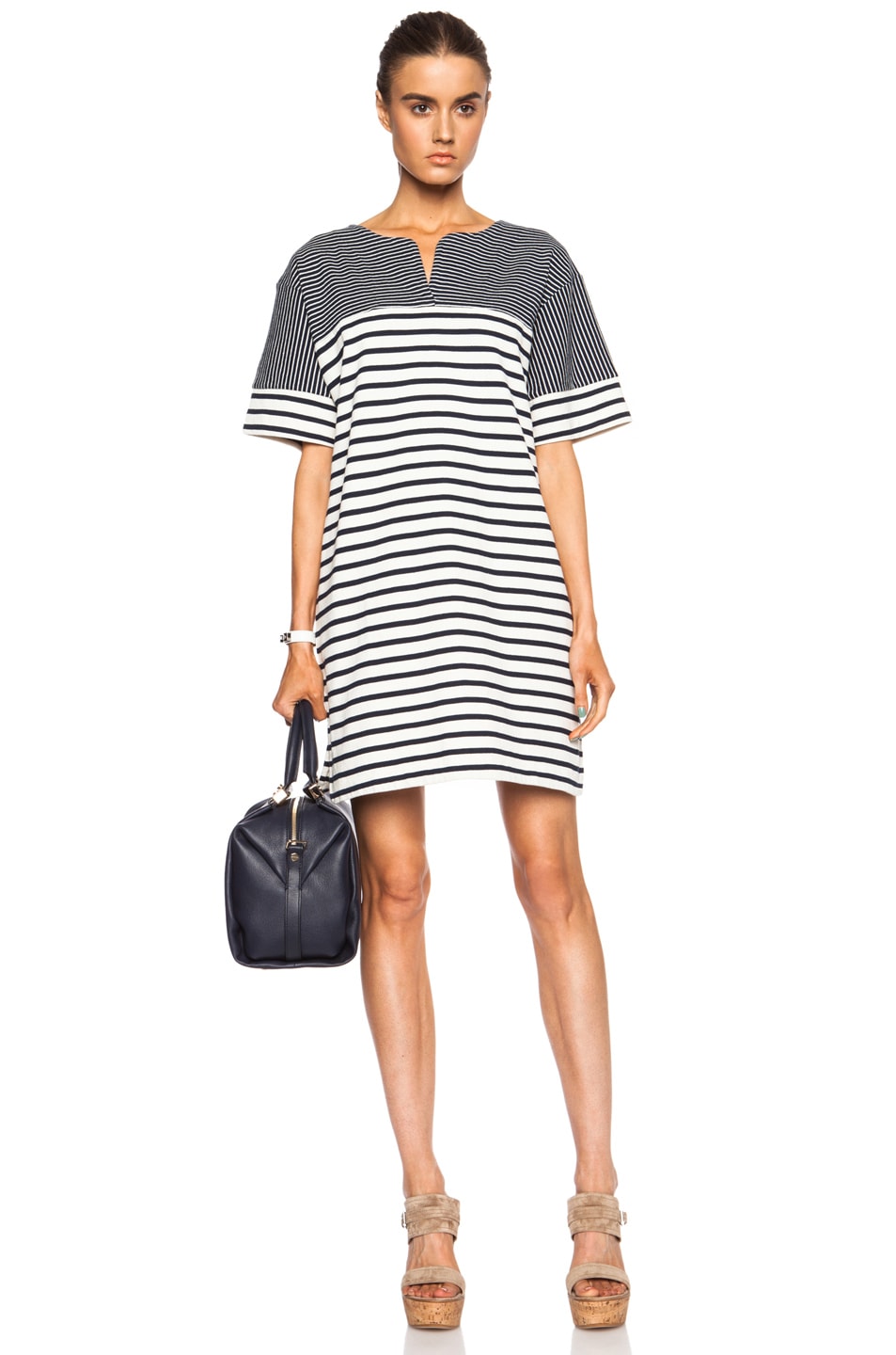 Image 1 of M.i.h Jeans Bretonic Cotton Tunic Dress in Navy