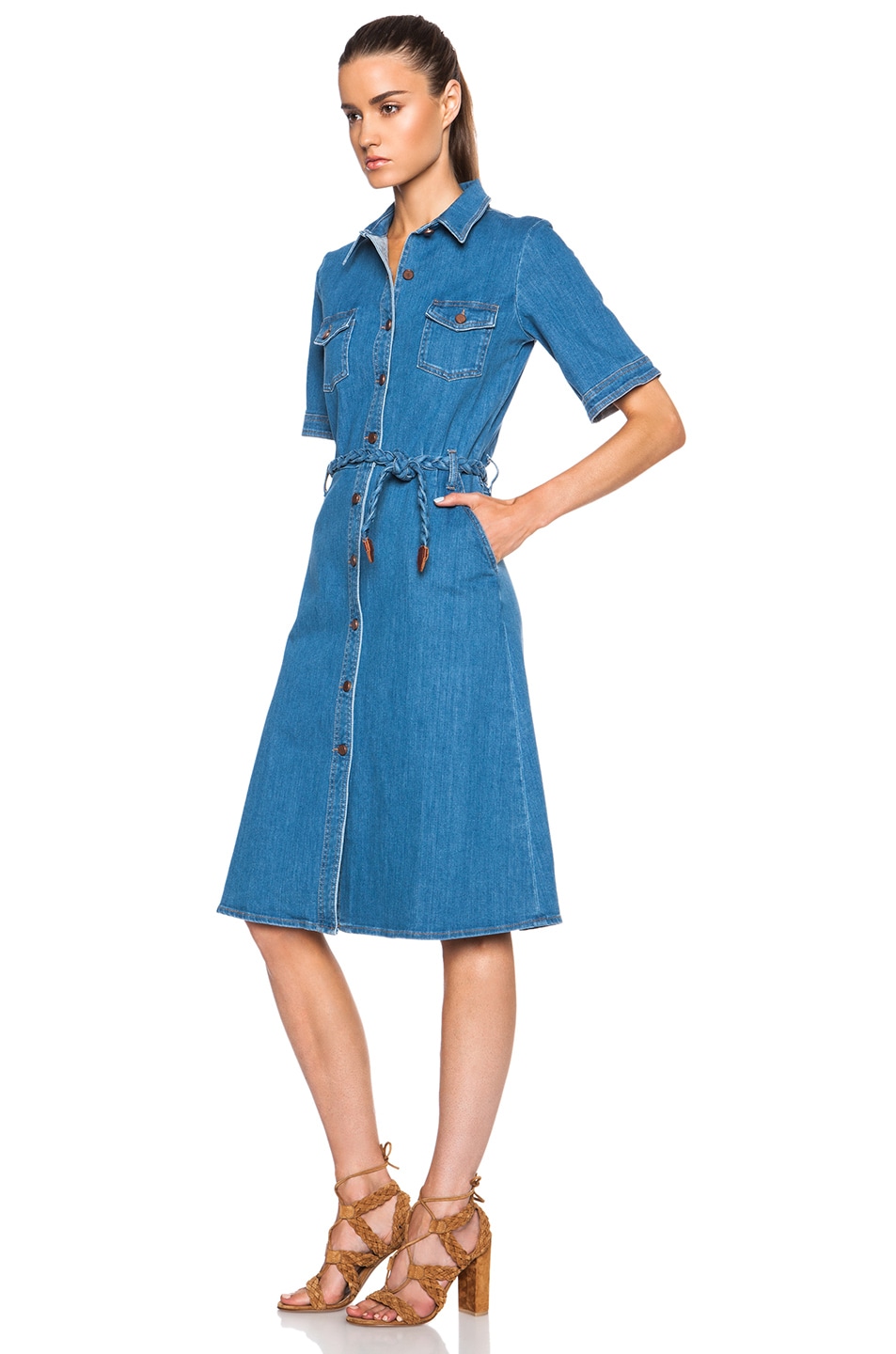 M I H Jeans 70 S Denim Dress In Dream Wash Fwrd Image 2 Of M I H Jeans 70 S Denim Dress In Dream Wash