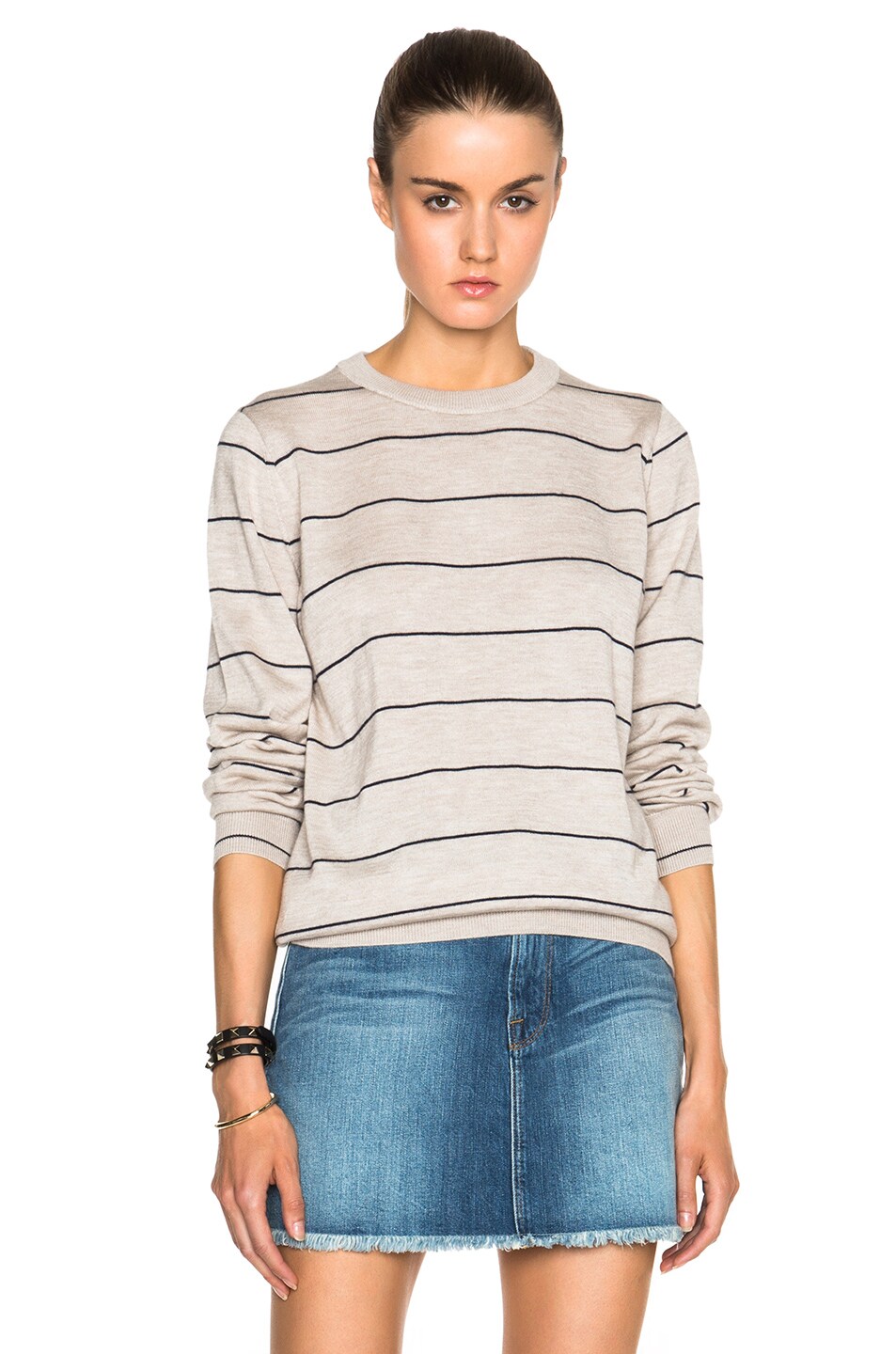 Image 1 of M.i.h Jeans Falls Sweater in Flax & Navy