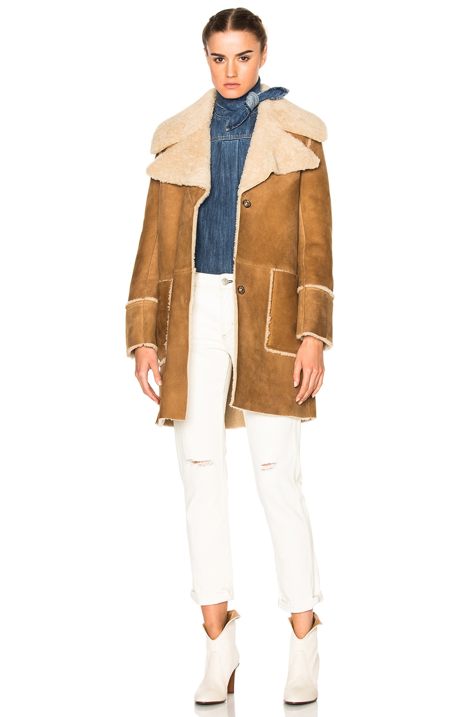 Image 1 of M.i.h Jeans Fairport Shearling Coat in Bronze