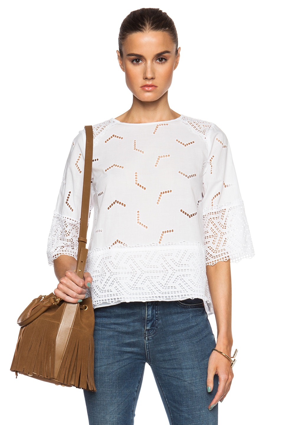 Image 1 of M.i.h Jeans Phlox Top in White Embroidery