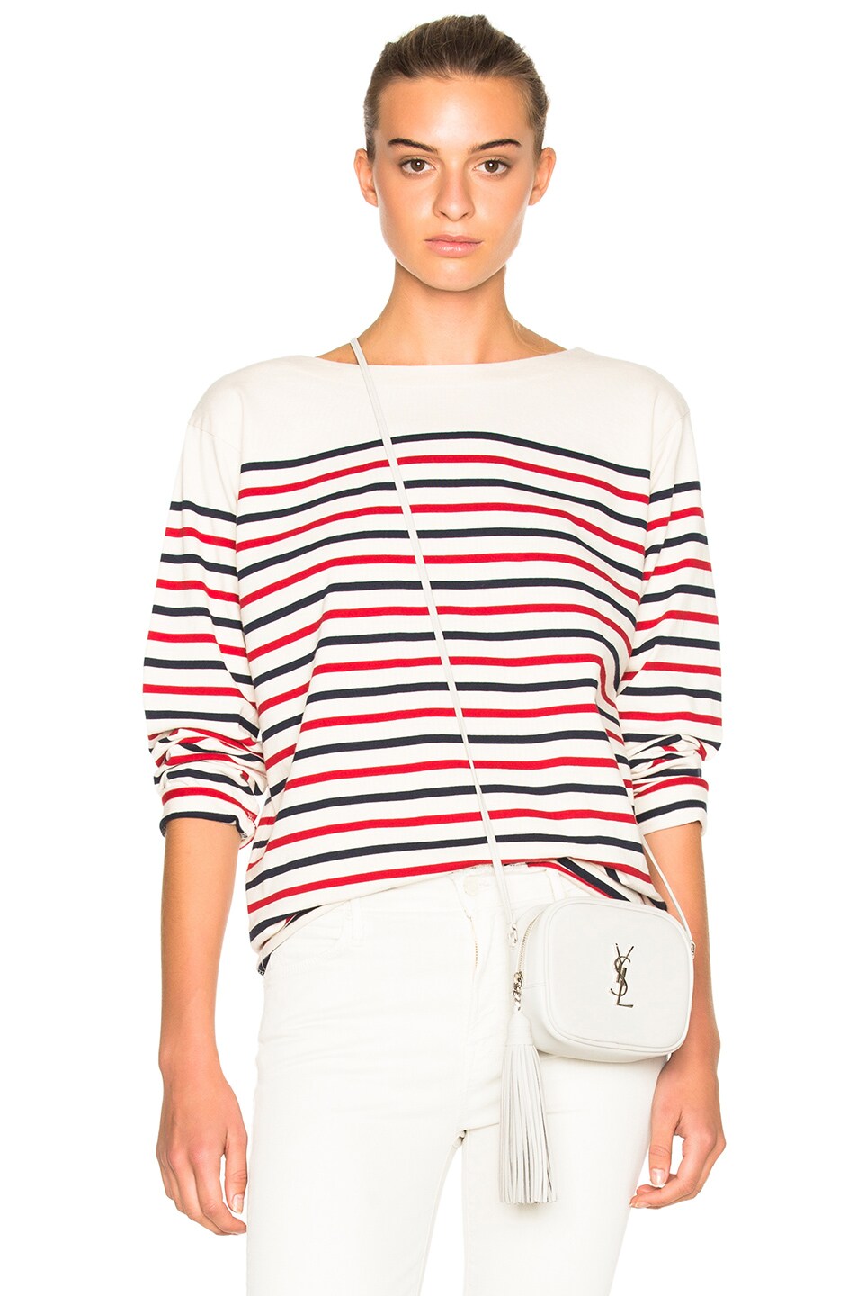 Image 1 of M.i.h Jeans Simple Marinierie Top in Cream, Navy & Red