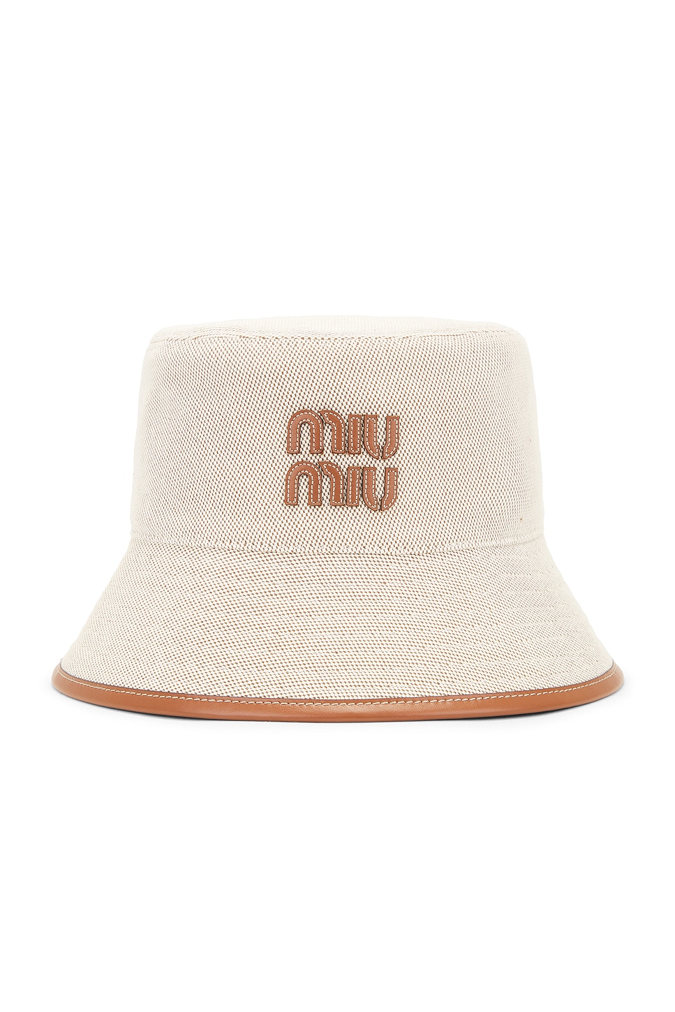Miu Miu Logo Bucket Hat In Neutral