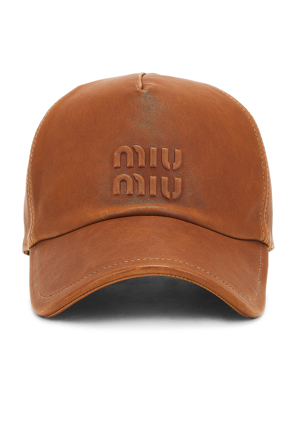 Logo Leather Hat in Brown