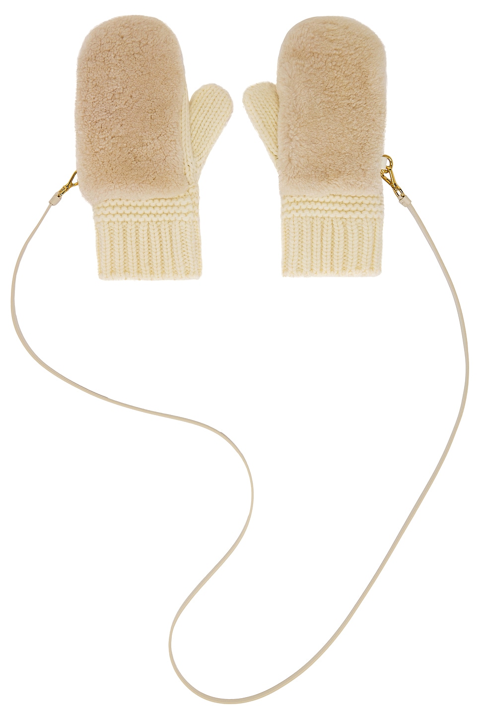 Mittens With Strap in White