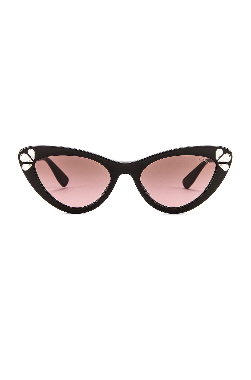 Image 1 of Miu Miu Cat Eye Sunglasses in Black & Crystals