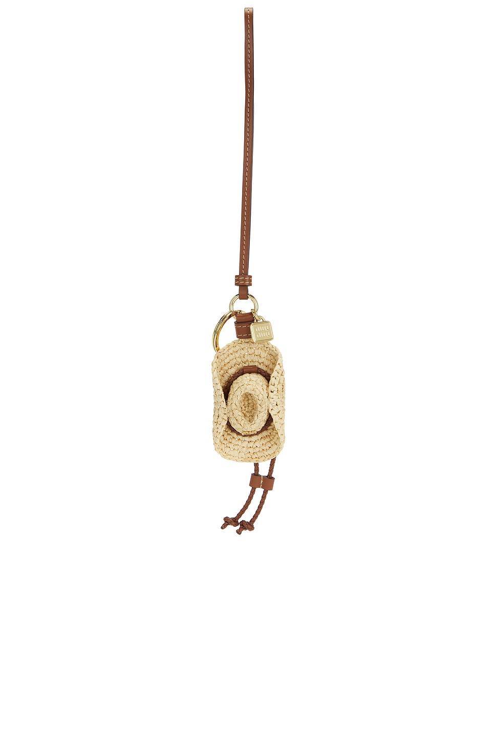 Miu Miu Midollino Crochet Cowboy Hat Charm in Cream 575$
