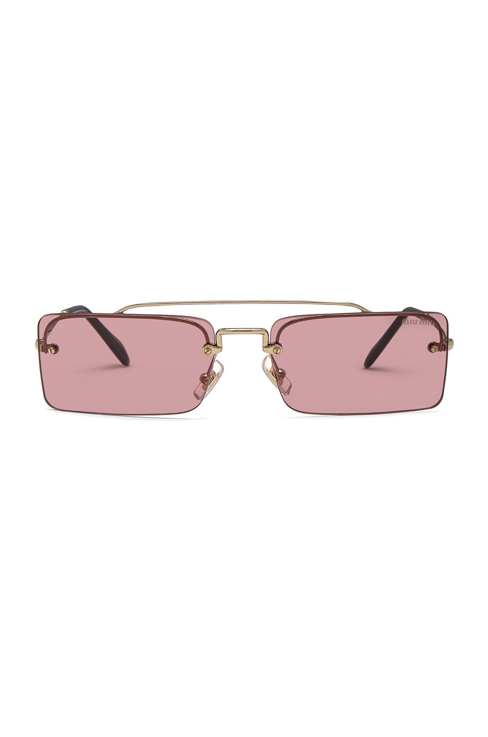 Image 1 of Miu Miu Skinny Square Sunglasses in Pale Gold & Violet