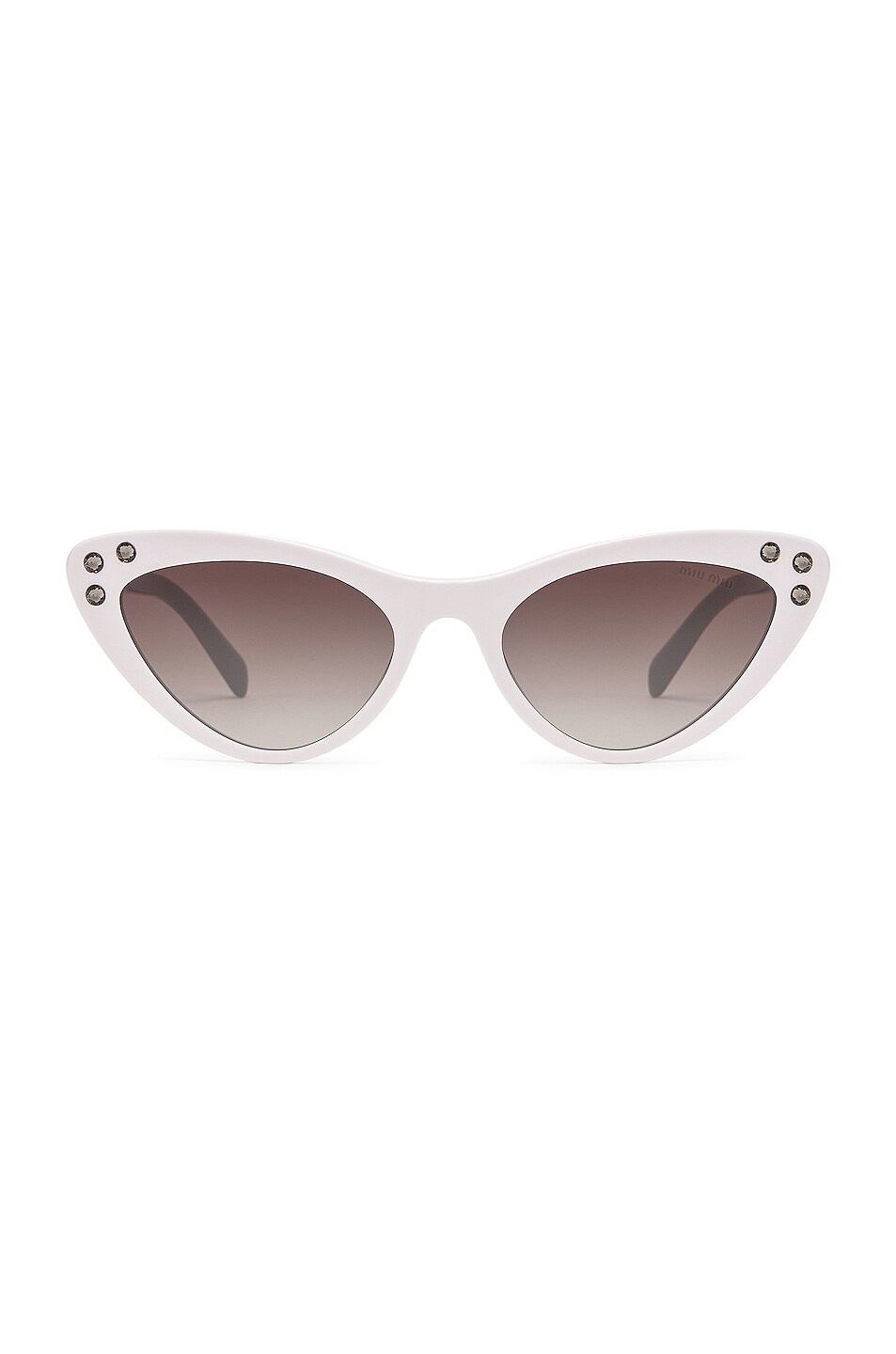 Image 1 of Miu Miu Embellished Cat Eye Sunglasses in White