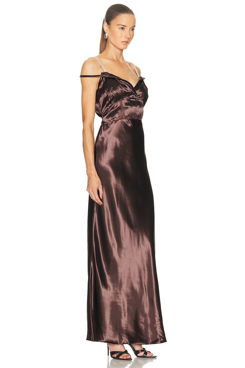 soft lounge lace long dress with bralette Rinna Black Lace And Satin Bardot-Neck Maxi Dress – Club L London main image 0