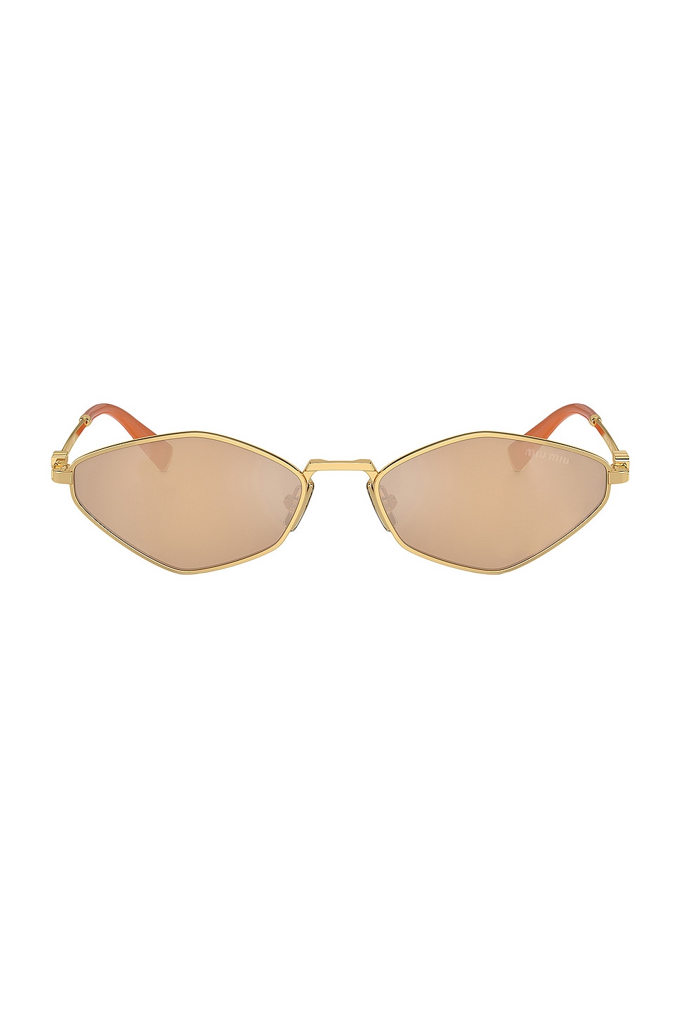 Narrow Oval Sunglasses in Metallic Gold