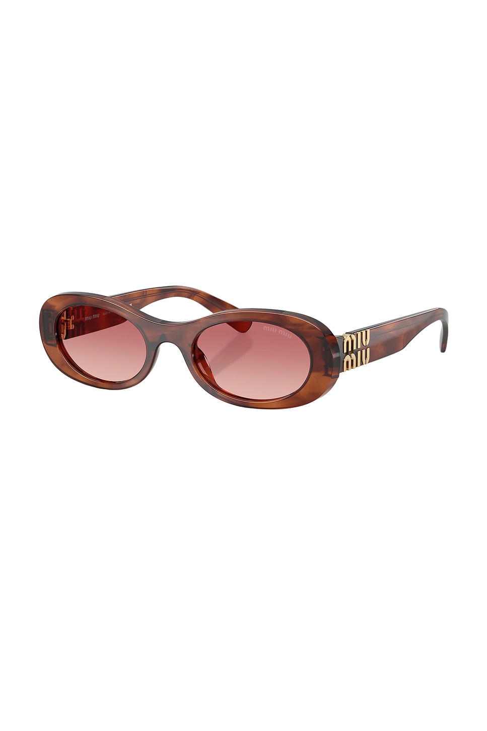 Miu Miu Tortoiseshell-pattern Oval-frame Sunglasses In Pink