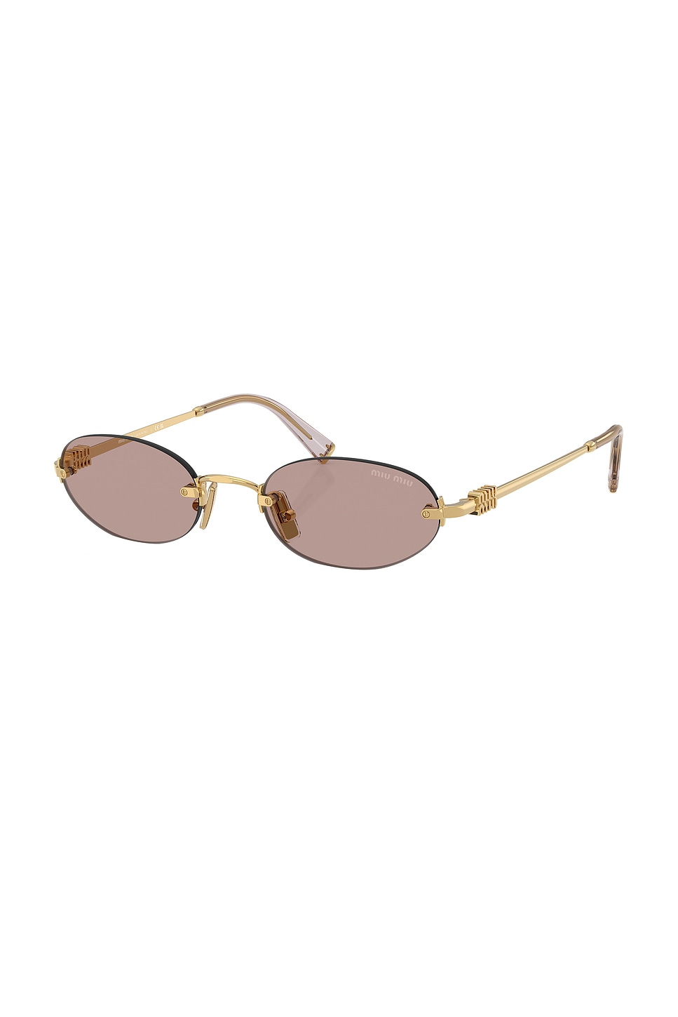 Miu Miu Womens Gold Mu A54s Oval-frame Metal Sunglasses In Gray