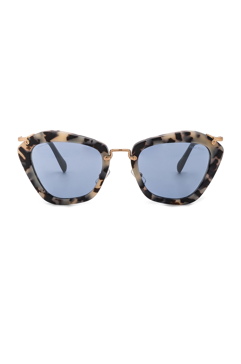 Image 1 of Miu Miu Cat Eye Sunglasses in Sand Havana & Light Blue Mirror