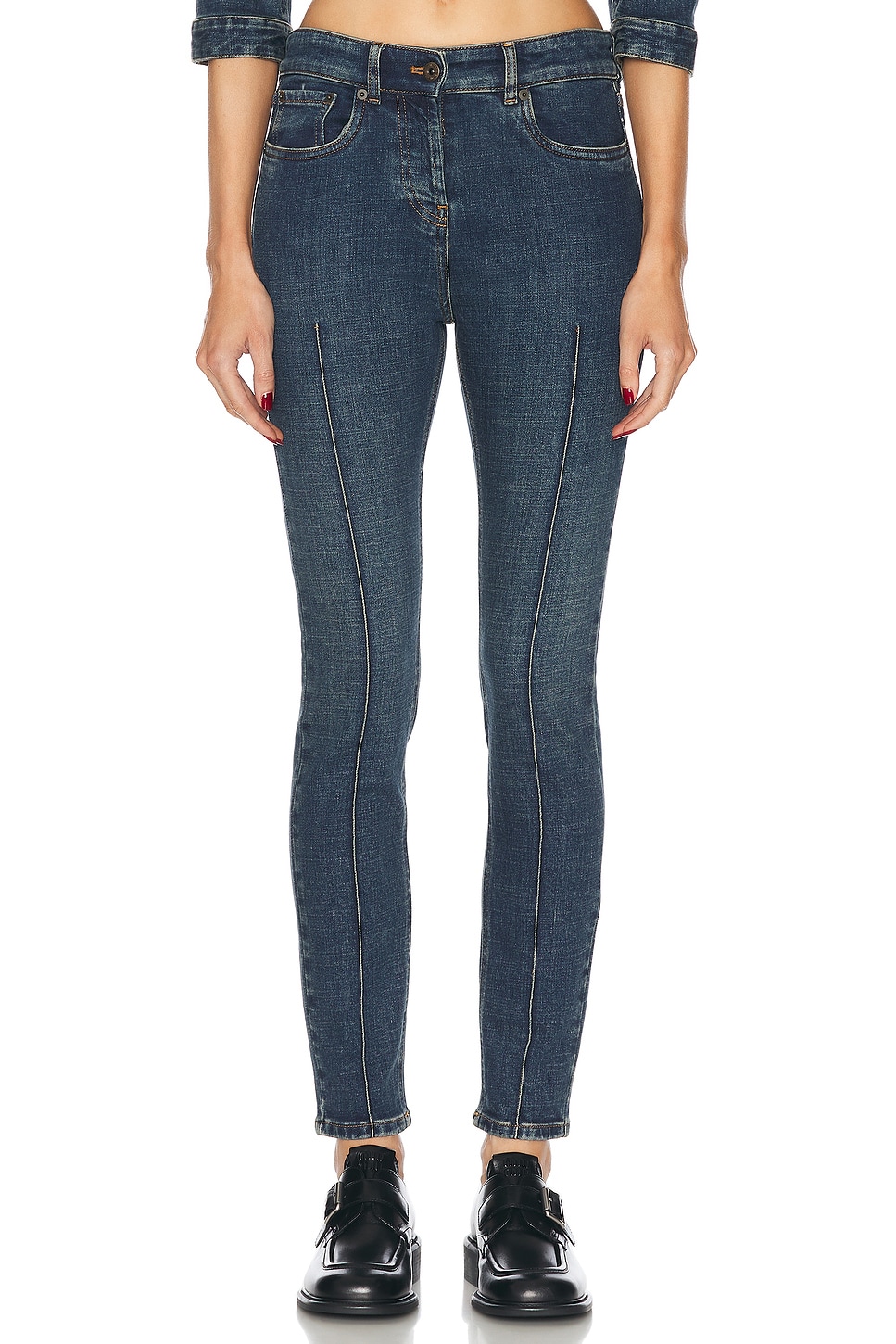 Image 1 of Miu Miu Low Rise Skinny Leg in Blue