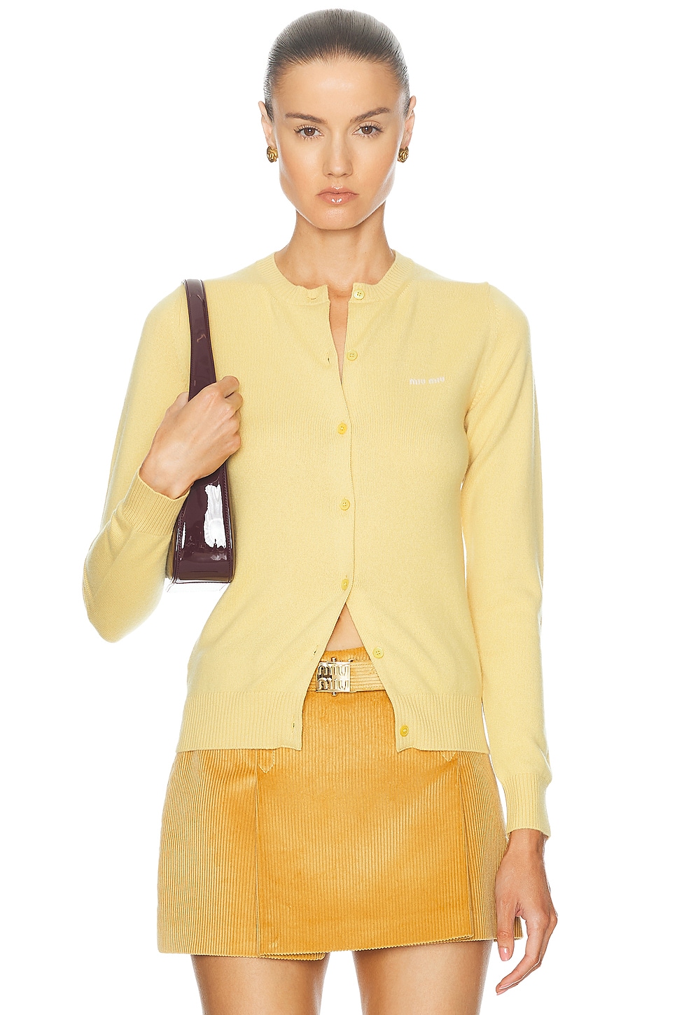 Image 1 of Miu Miu Long Sleeve Cardigan in Topazio