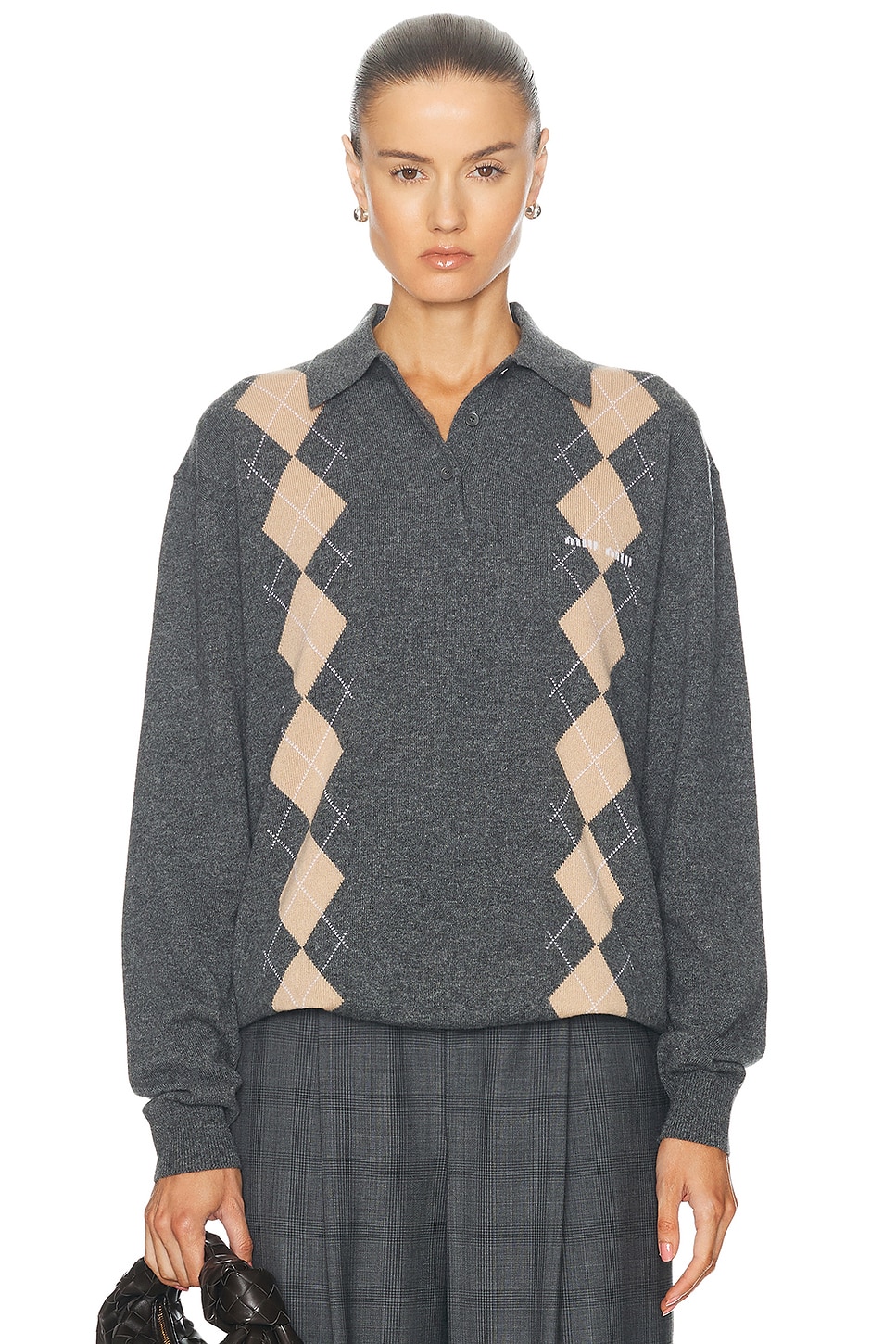 Image 1 of Miu Miu Argyle Sweater in Slate