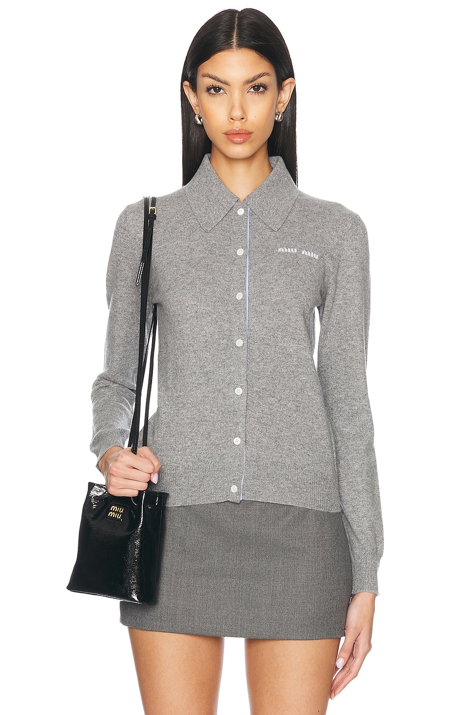 Image 1 of Miu Miu Cashmere Cardigan in Grigio