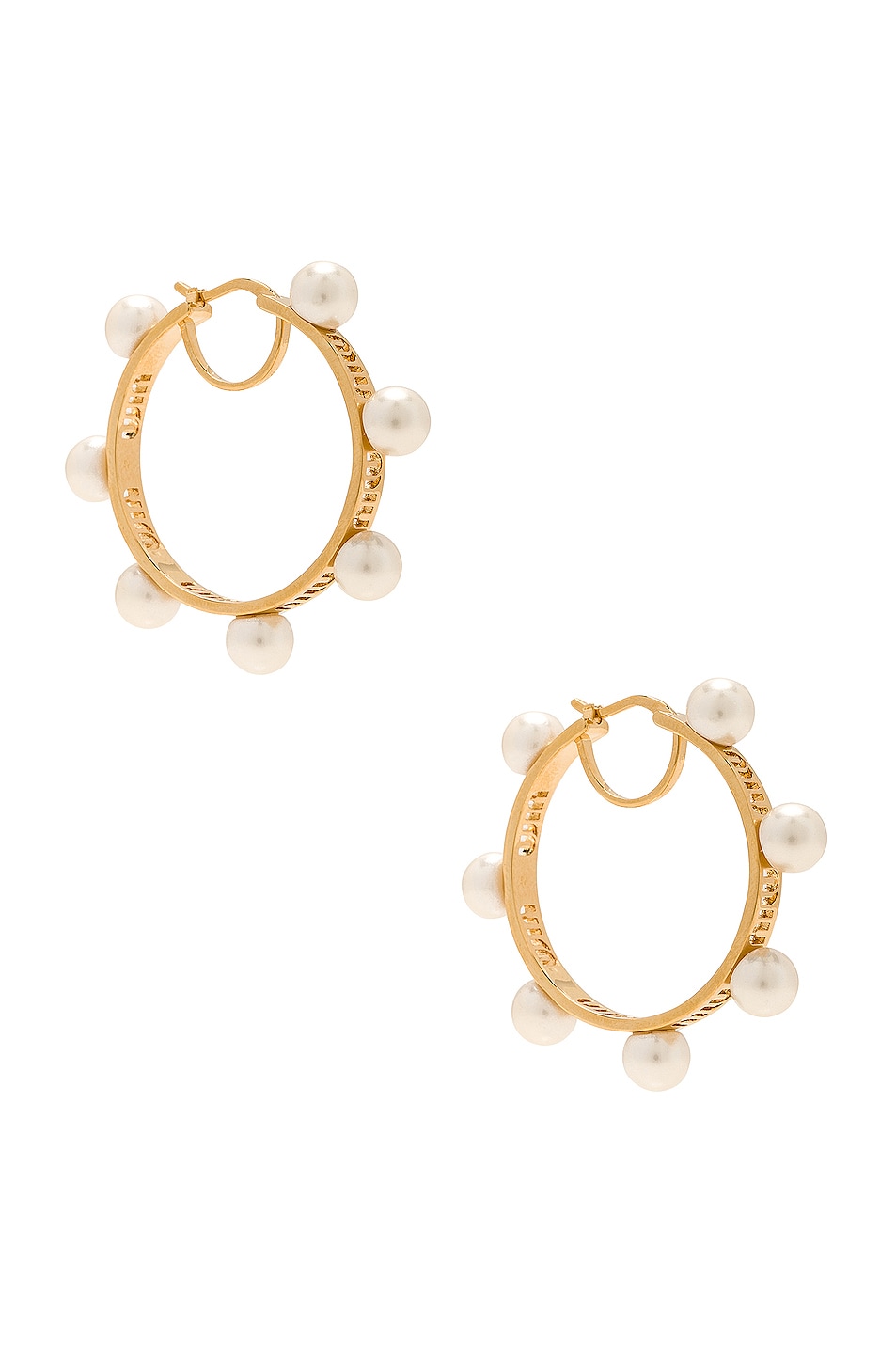 Miu Miu Pearl Hoop Earrings in Oro & Cream | FWRD