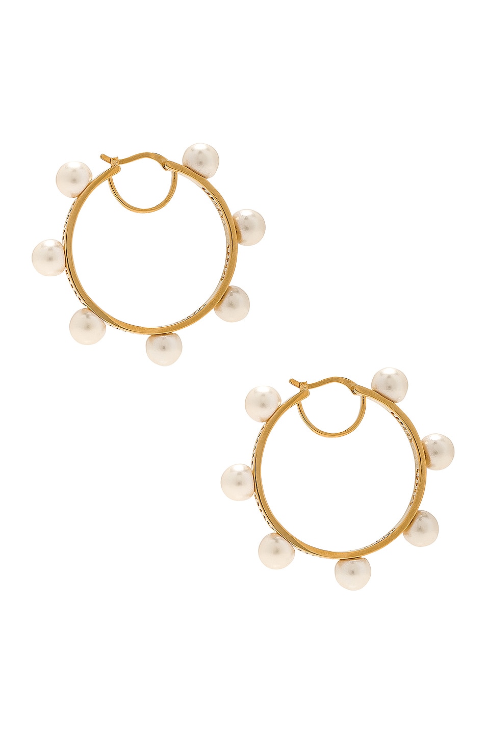 Miu Miu Pearl Hoop Earrings in Oro & Cream | FWRD