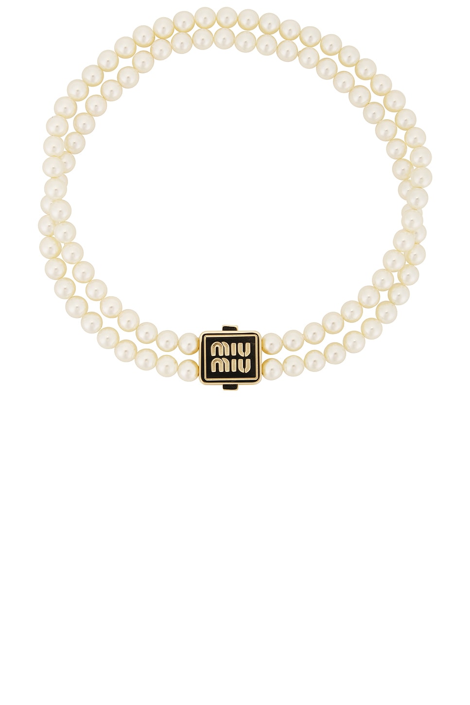 Image 1 of Miu Miu Logo Choker in Oro & Cream