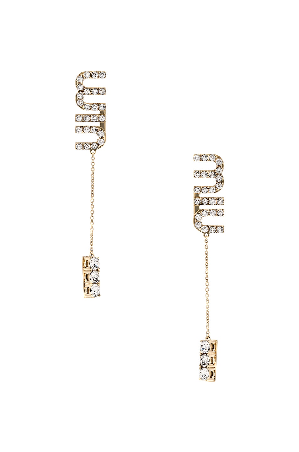 Image 1 of Miu Miu Jewel Dangle Earrings in Oro & Crystal