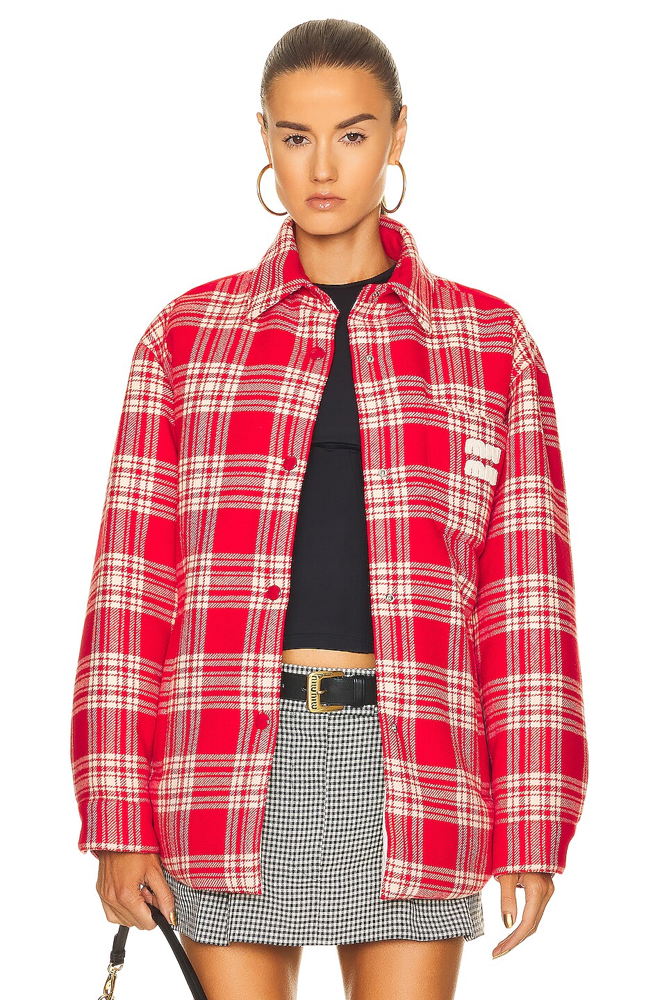 Image 1 of Miu Miu Button Up Shacket in Rosso