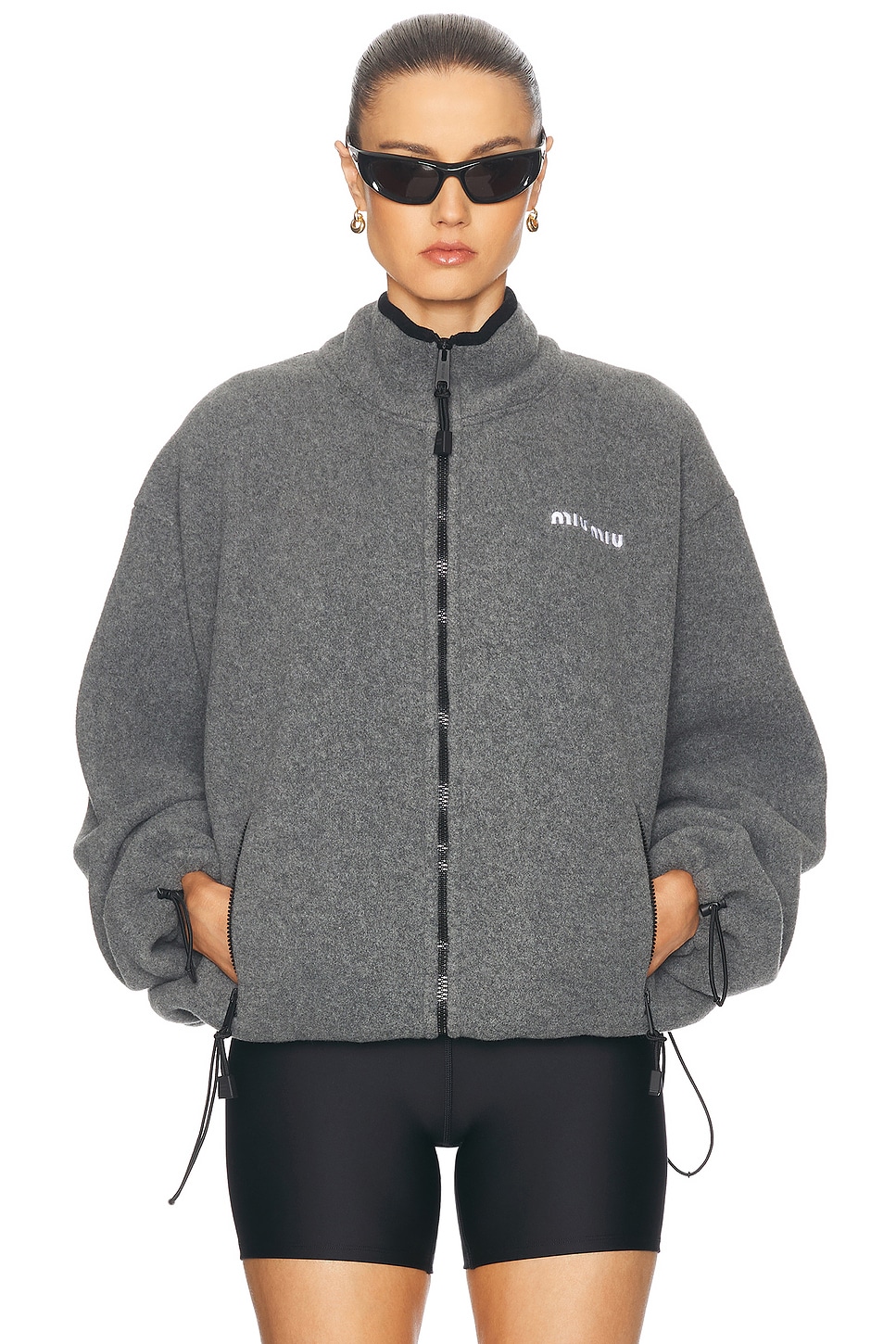 Image 1 of Miu Miu Zip Up Jacket in Grey