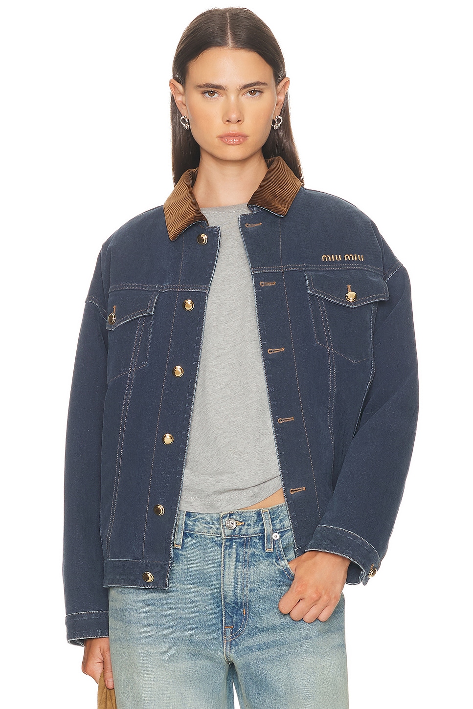 Image 1 of Miu Miu Button Up Jacket in Bleu