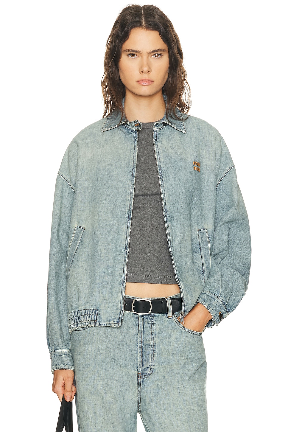 Image 1 of Miu Miu Chambray Jacket in Celeste
