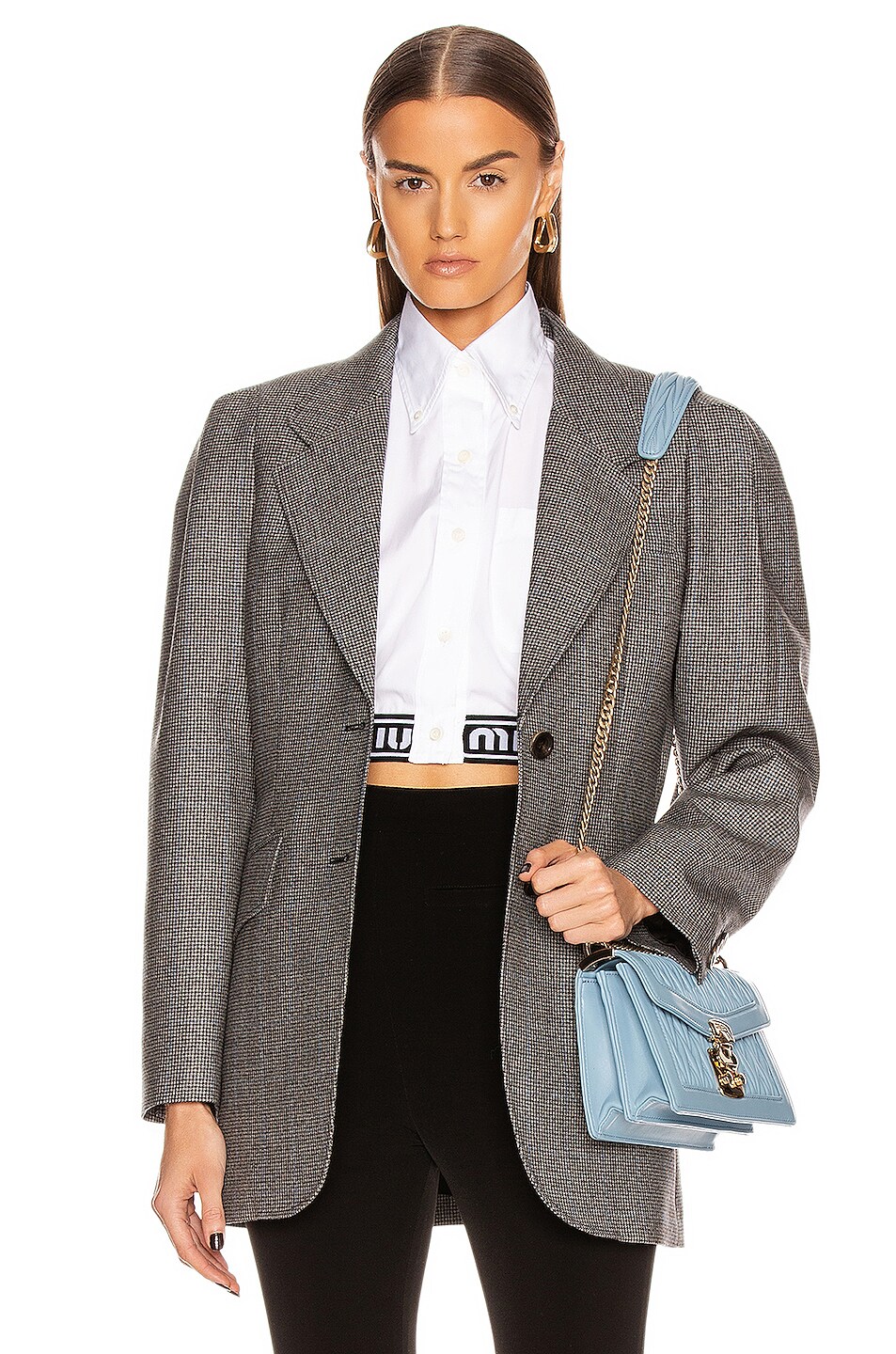 Image 1 of Miu Miu Padded Blazer in Grey