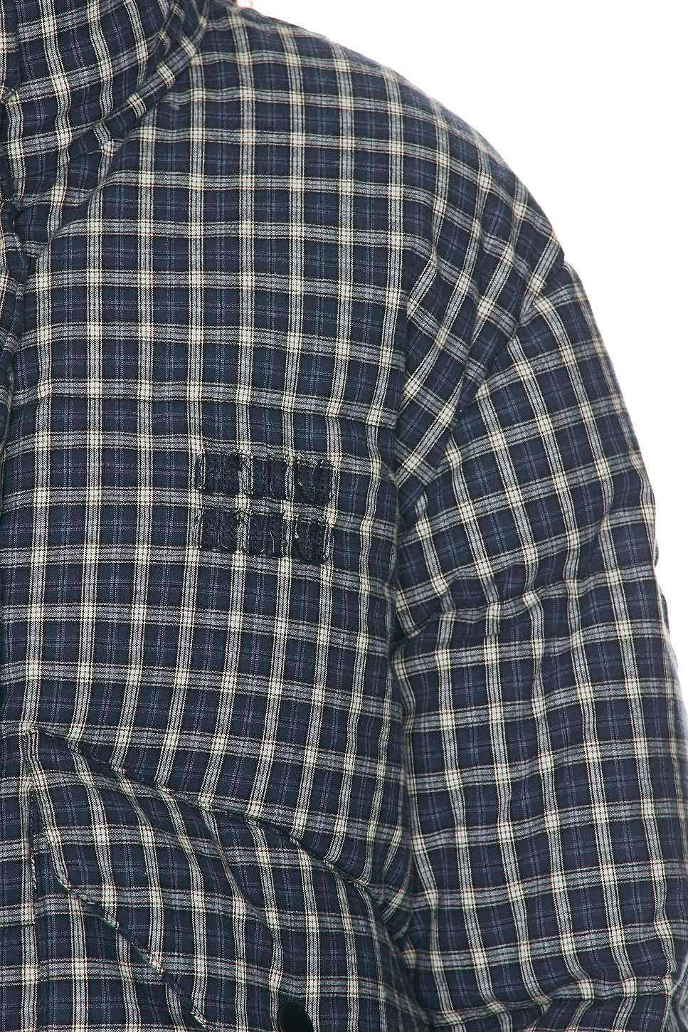 Miu Miu Jacket High Collar Checked Pattern Pockets Quilted In Blue