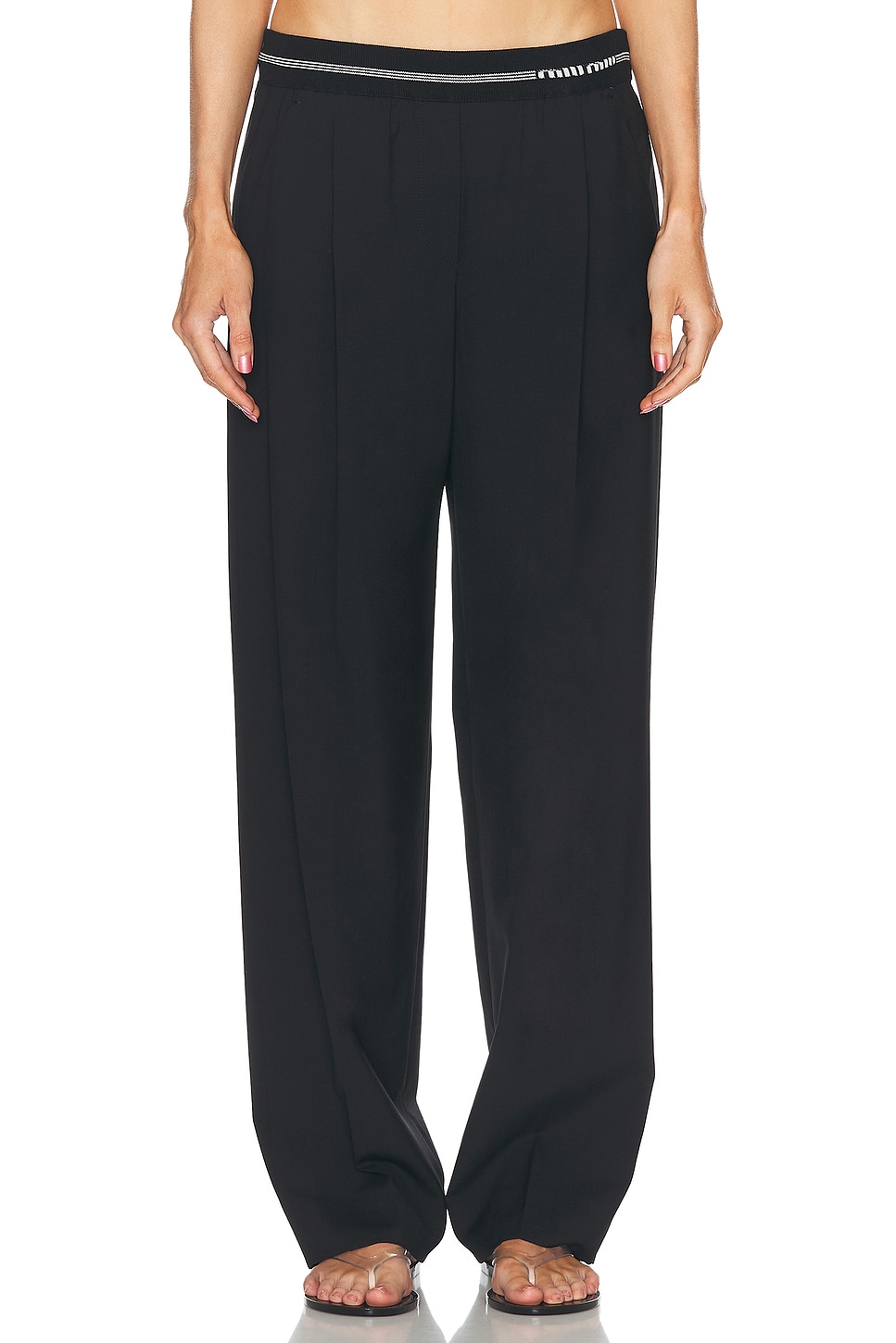 Image 1 of Miu Miu Wool Wide Leg Pant in Nero