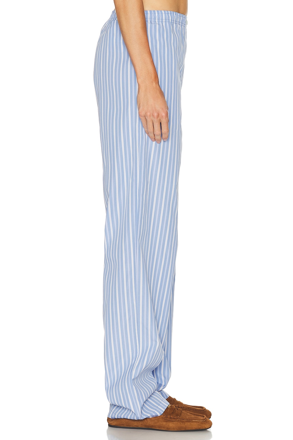 Miu Miu Striped Embroidered Pyjamas Pant In Blue
